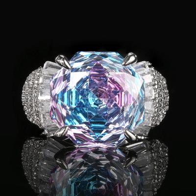 Popolare Gioiello Fondo Rame Placcato Oro Taglio Rosa Cambio Graduale Colore Anello Light Luxury Pietra Eroina 14 Mm