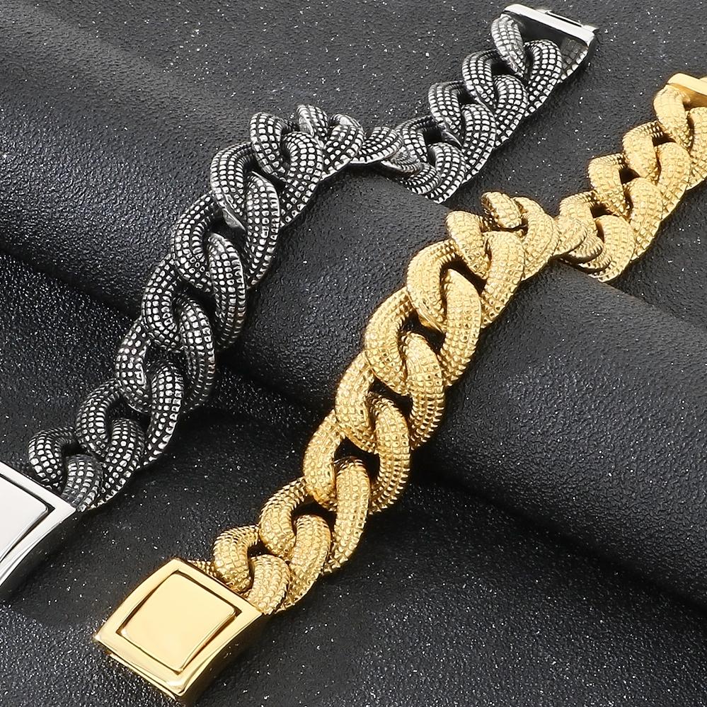 Retro 19MM Heavy Duty Cuban Link Chain Man Bracelet for Men Punk Gothic 316L Stainless Steel Jewelry Men's Bracelets Boys Gifts