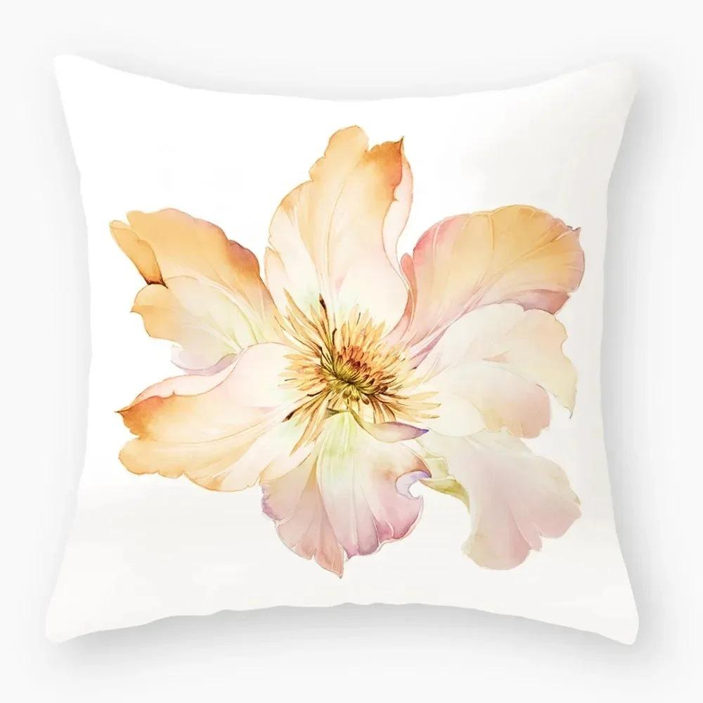 Flower Theme Print Decorative Pillow Cover Car Sofa Square Cushion Pillow Cover