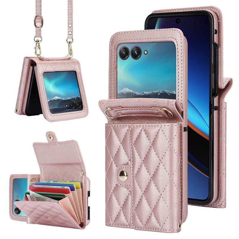 Suitable for Moto Razr 60 phone case, crossbody foldable accordion case, Samsung Z Flip7 card holder, XFlip
