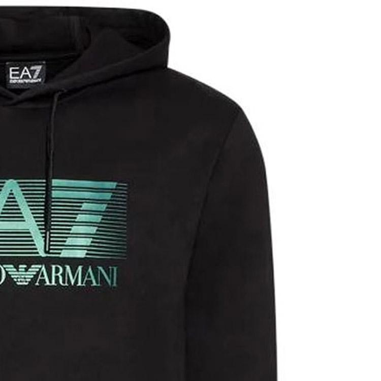 Emporio Armani Ss22 Ea7 Series Letter Logo Printed Hooded Long Sleeve Sweatshirt Men Sweatshirt Black 6LPM62-PJ05Z-1200