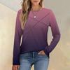 Fashionable Women's Long-sleeved Gradient Round Neck Casual Pleated Loose Top
