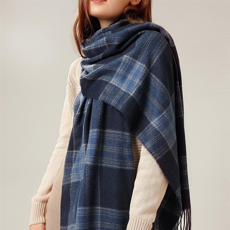 Knitted scarf women's British warm imitation cashmere shawl plaid scarf 2025 autumn and winter new