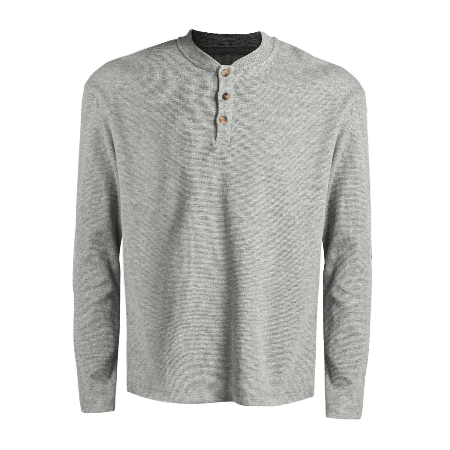 

GTAL American Waffle Henley Men s Casual Long Sleeve Knit Shirt XL
