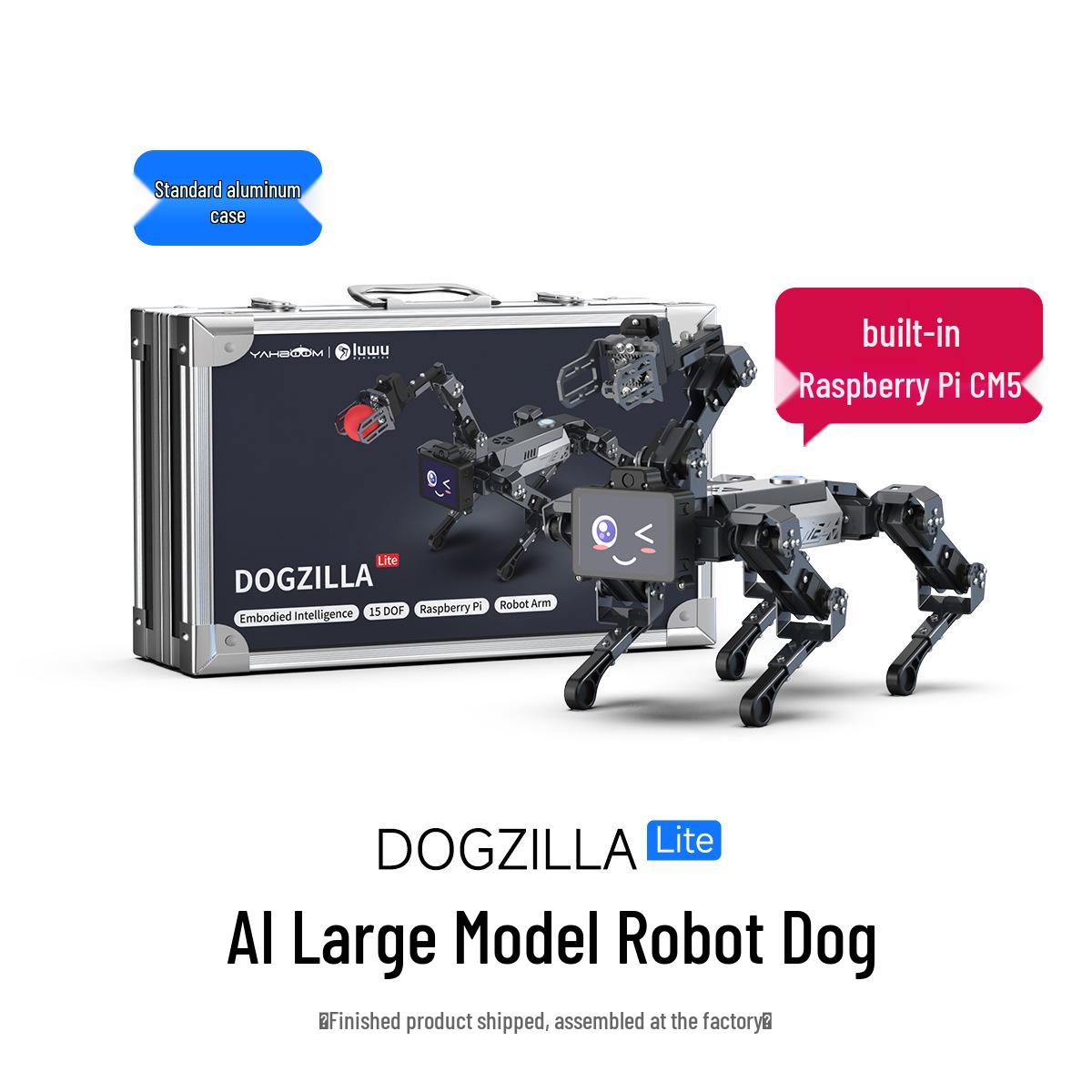 Raspberry Pi 5 AI Vision Quadruped Robot Dog with Robotic Arm and Voice Recognition AI Large Model Dog