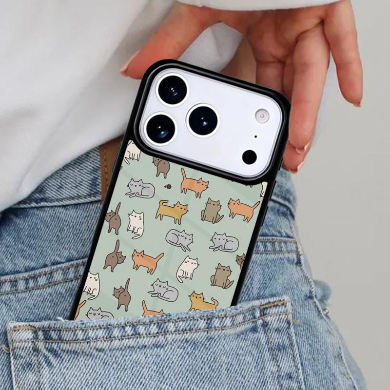 Cartoon Cute Cats Phone Case for iPhone 16e 15 14 13 12 17 Pro Max Plus Air 17pro Cover Coque
