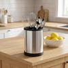 Stainless Steel Cutlery Organizer Multi Compartment Storage Box Dishwasher Safe Silver Kitchen Utensil Holder with Drainage Holes Non-Slip Countertop