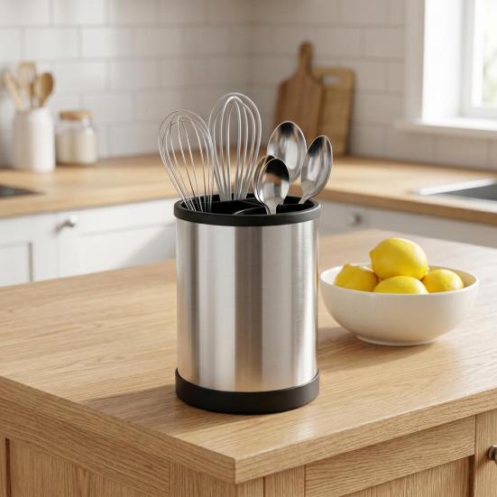 Stainless Steel Cutlery Organizer Multi Compartment Storage Box Dishwasher Safe Silver Kitchen Utensil Holder with Drainage Holes Non-Slip Countertop