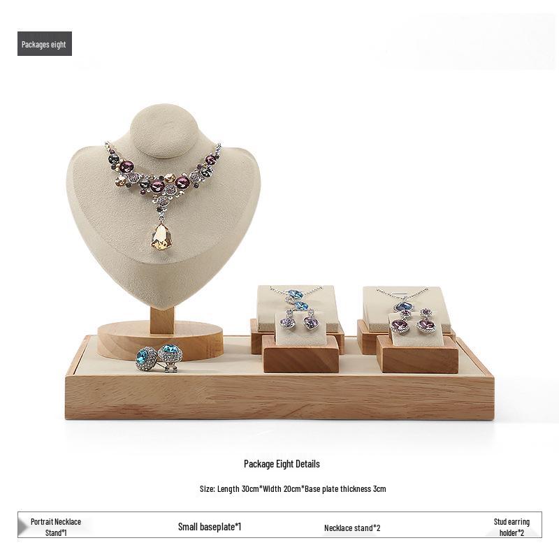 Digu Solid Wood Jewelry Display Stand for Rings, Necklaces, Earrings, and Pendants