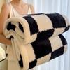 GPPNKC Checkered Double-Sided Fleece Throw Blanket