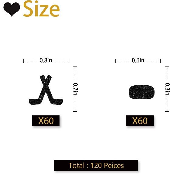 120 Hockey Confetti, Black Glitter Hockey Paper Confetti for Hockey Players Birthday Party, Hockey Ball Cut Out for Sports Theme Party Table