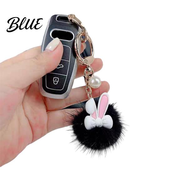 Plush Rabbit Keychain Ear Soft Ball Charm Key Chain Car