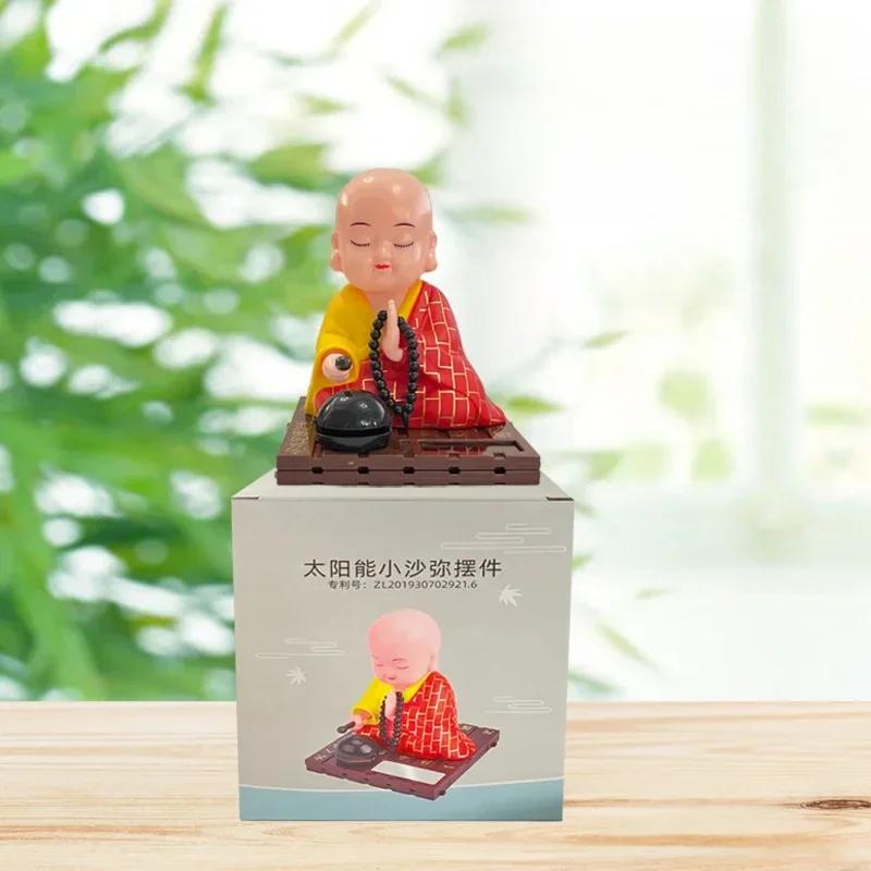 Solarbetriebener kleiner Mönch, kreative Auto-Ornamente, Armaturenbrett-Dekoration, chinesischer Buddhismus, Glücksbringer, Auto-Innenausstattung