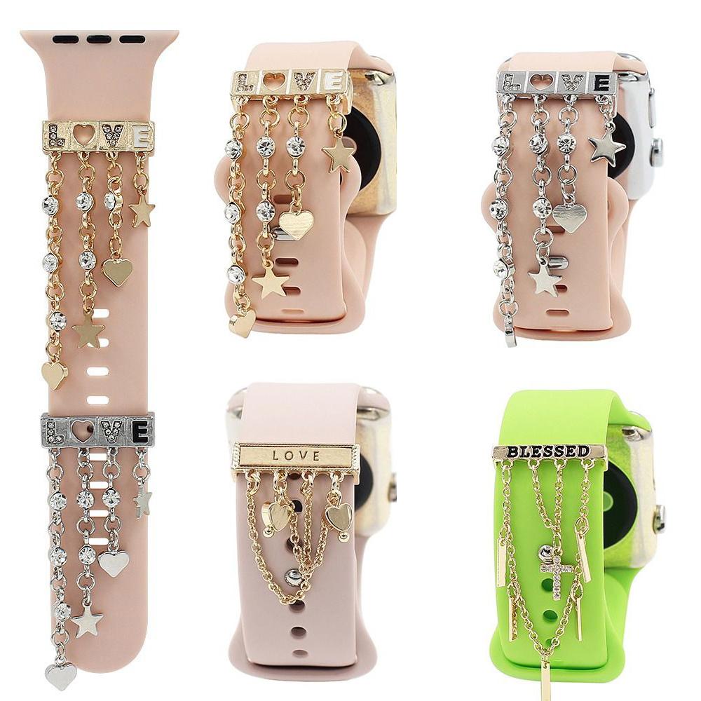 Fashion Strap Decorative Ring for Apple Watch Creative Metal Tassel Charms Watch Band Ornament for iwatch Silicone Strap Jewelry