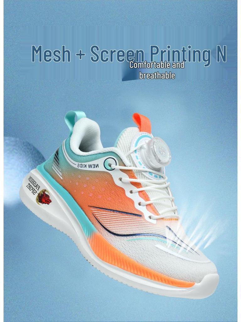 Boys' Red Hare Breathable Mesh Running Shoes with Rotating Buckle – Trendy, Wear-Resistant Autumn Sports Sneakers for Students