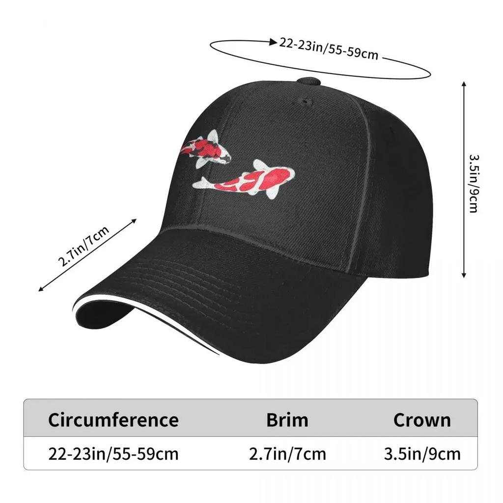 Koi Fish Kuhaku Showa Sanke Koi Fish Design Black Background Baseball Cap Military Tactical Cap Cute Men's Luxury Women's