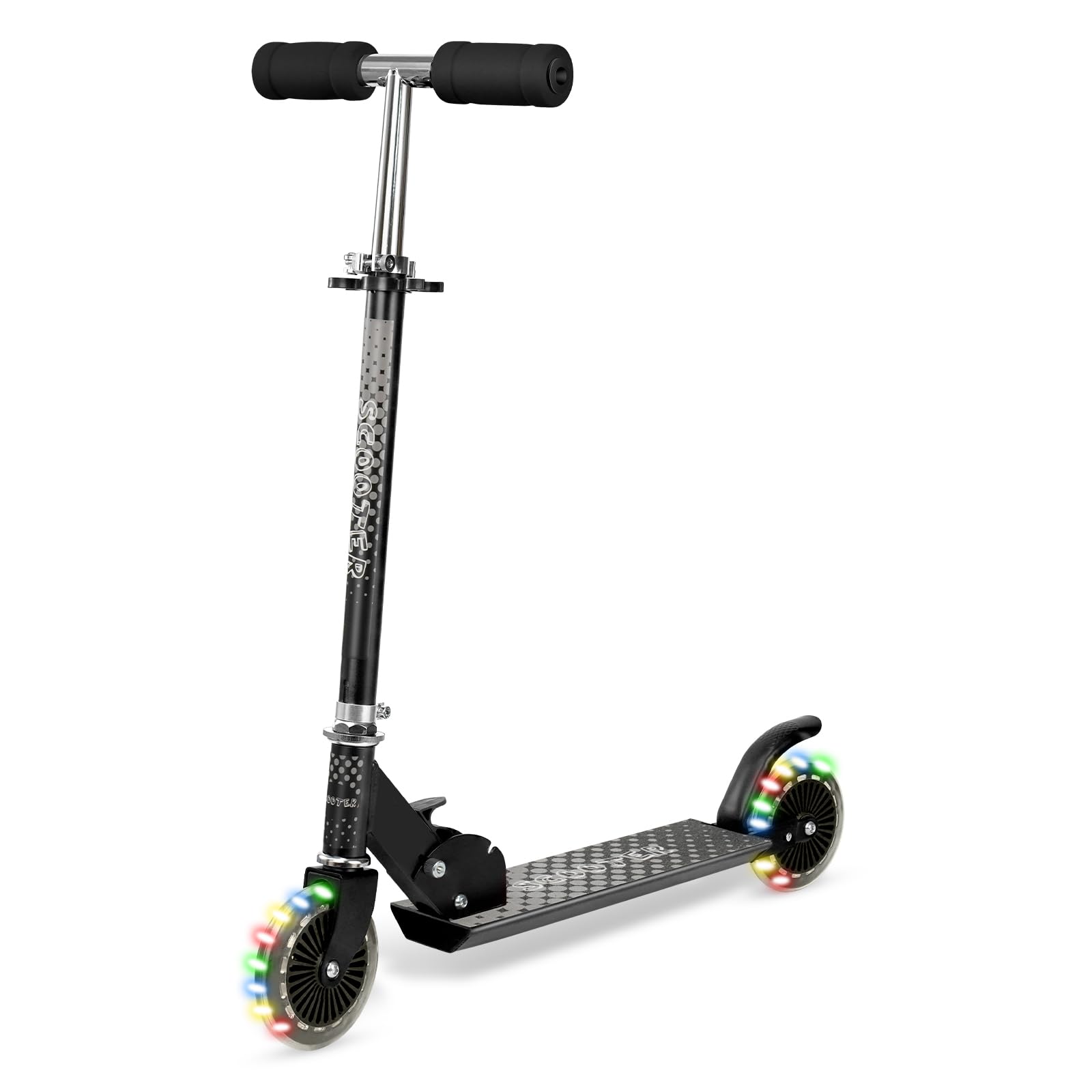 

Кик 2 Кик Скутер для LED 4 Высоты Кик Подарок Скутер, Колеса, Кикборд, Дети, Шины, Противоскользящая Подножка, Легкий, Прочный, Складной, чёрный