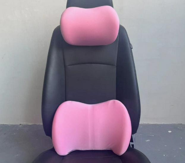 All-Season Suede Plush Memory Foam Car Headrest & Lumbar Support Pillow