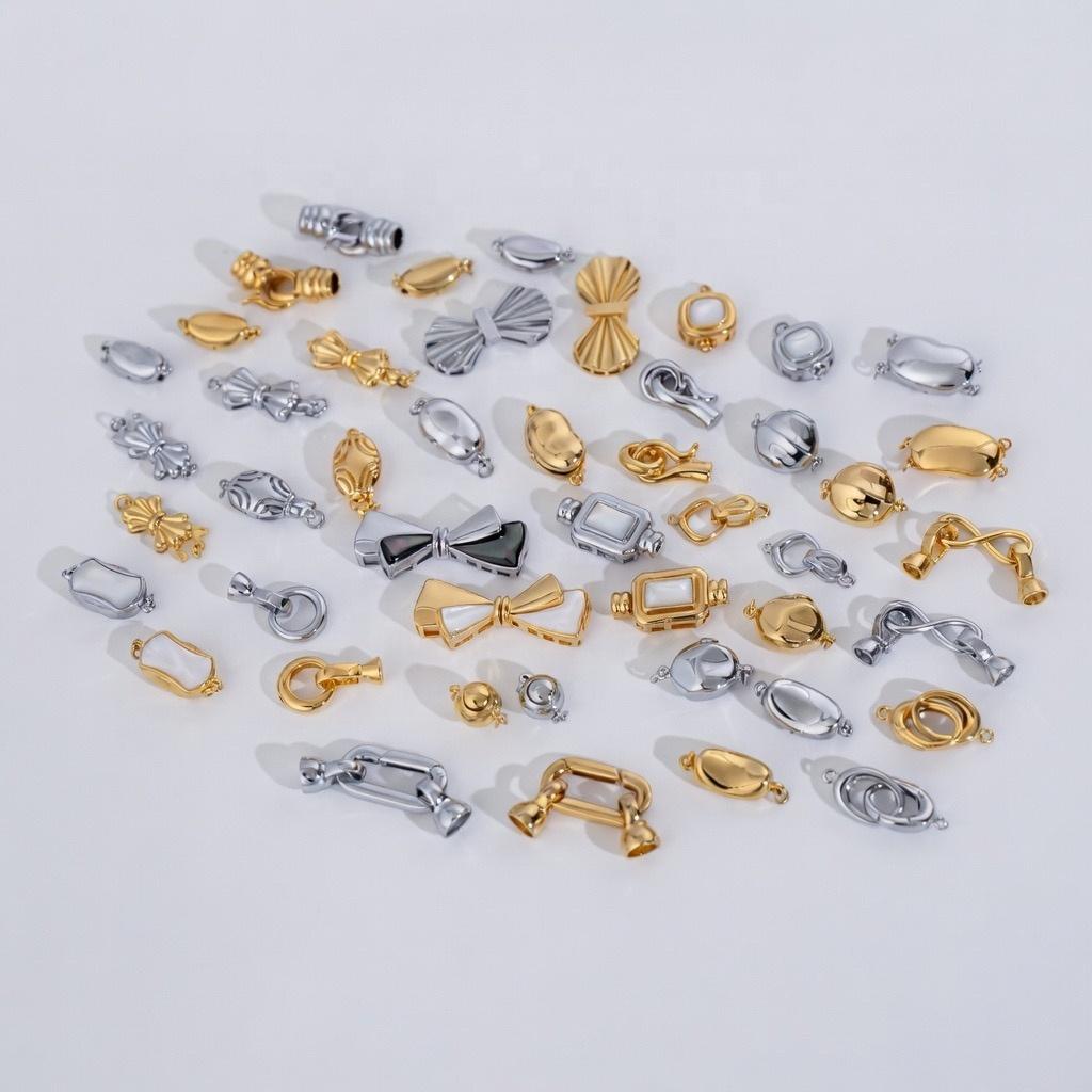 SC018 Gold/Rhodium Plated Stainless Steel Pearl Clasps - Anti-Tarnish & No Fade for Necklace & Bracelet Jewelry