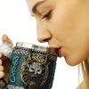 Medieval Pirate Drinking Cup With Ergonomic Axes Handle And Decorative Carvings Beer Mug For Beverage Enthusiasts Gift
