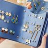 1PC PU Leather Ear Stud Storage Bag Multi-layer Jewelry Finishing Storage Organizer Book Type Storage Bag For Earrings Rings