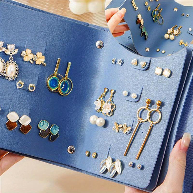 1PC PU Leather Ear Stud Storage Bag Multi-layer Jewelry Finishing Storage Organizer Book Type Storage Bag For Earrings Rings