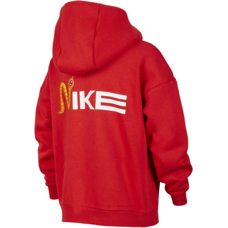 Nike Sportswear Club Snake Welcome Series Hooded Pullover Fleece Long Sleeve Kids Tops University-Red HV8956657