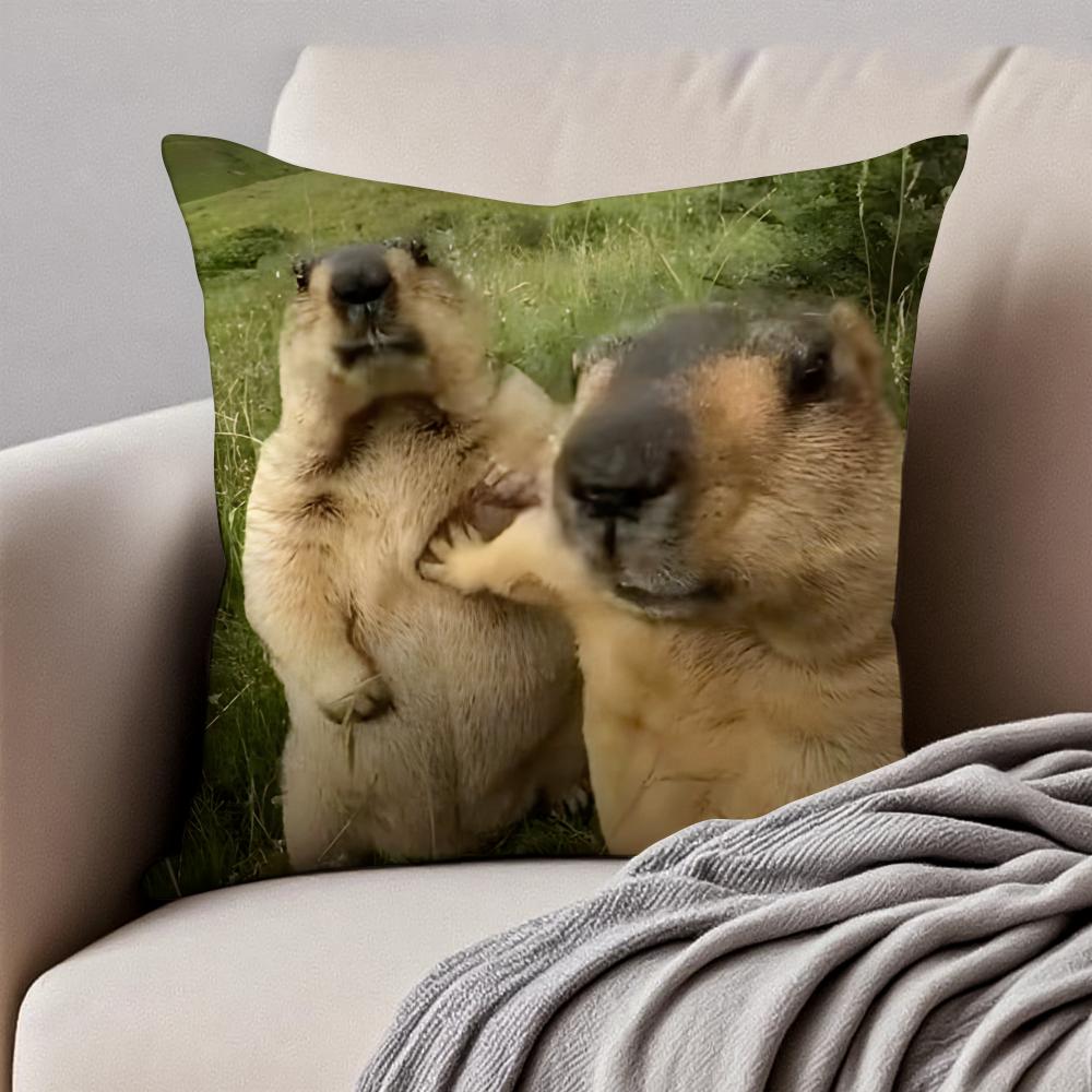 Interesting Animals Funny Cushion Cover Pillowcase Antidustmite Invisible Zipper Short Plush Sofa Cushion
