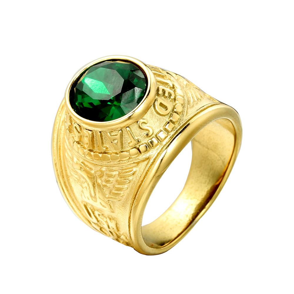 Militärischer Titanstahlring für Herren Trendy Edelstein-Inlay Stilvoller Unisex-Schmuck Geschenk