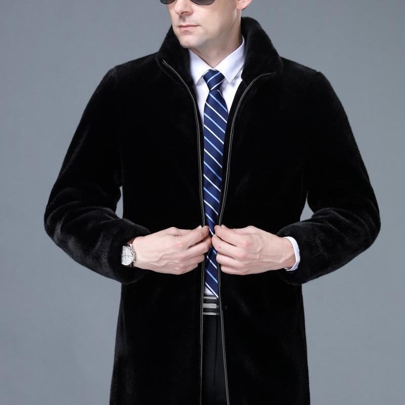 Men's winter mink fur mink coat men's casual long water fur coat grass mink new men's coat