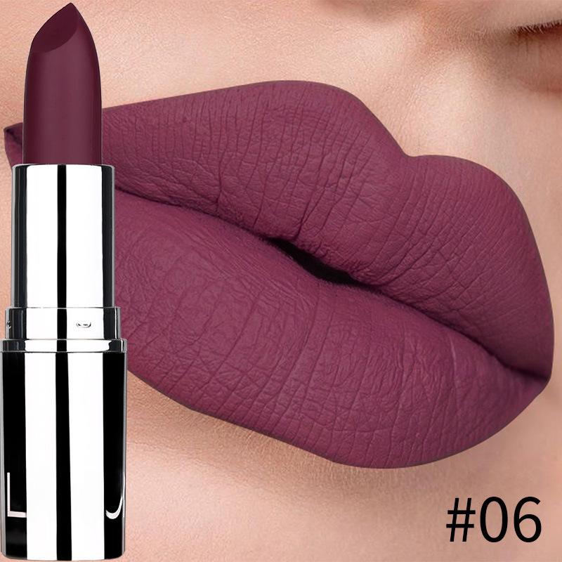 

Langmanni 8 цветов матовой помады, стойкая водостойкая помада в серебристом тюбике 06