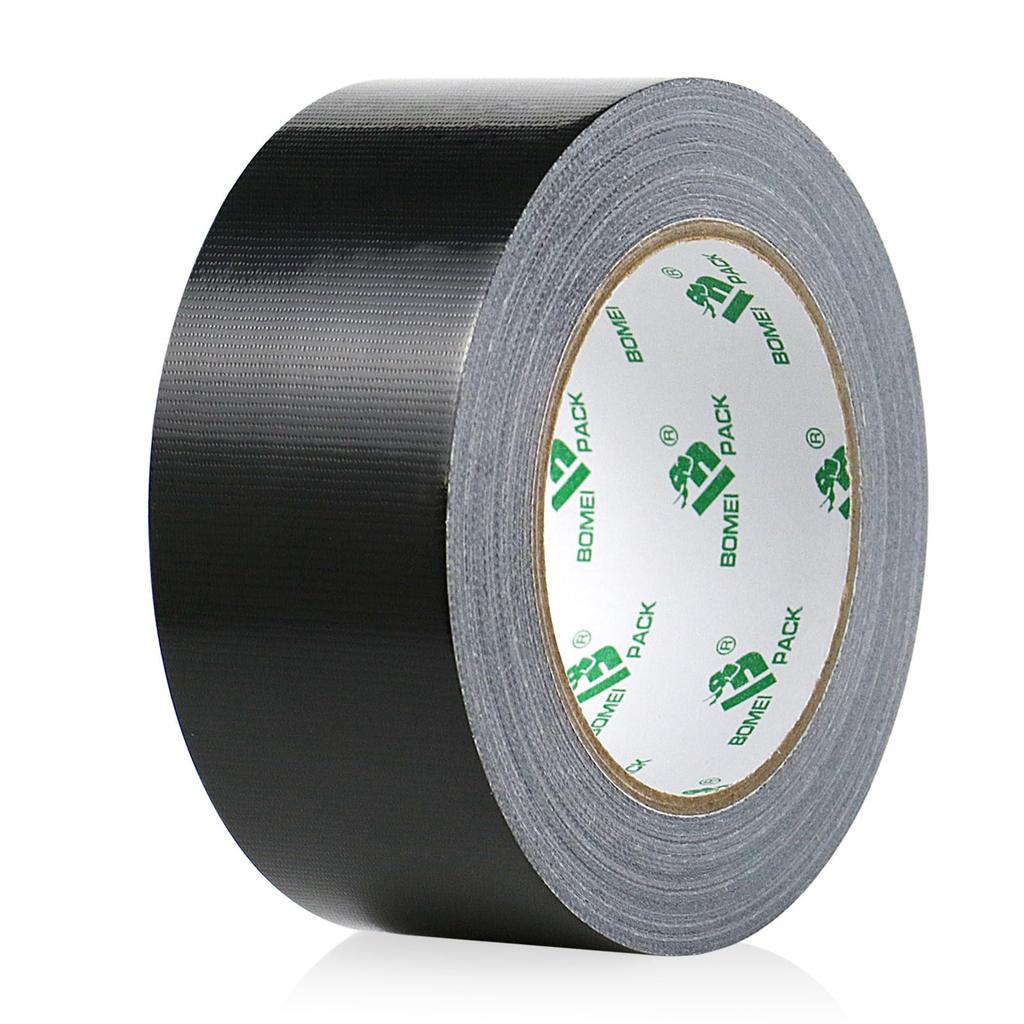 BOMEI PACK Cloth Tape, 6 Rolls, Black, 50mm x 25m, for Packaging, Adhesive Tape