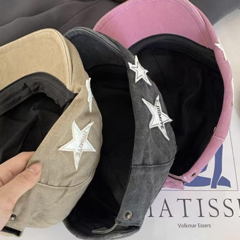 Retro Star Forward Hat Female British Casual Simple Versatile Face Small Beret Washed Hat