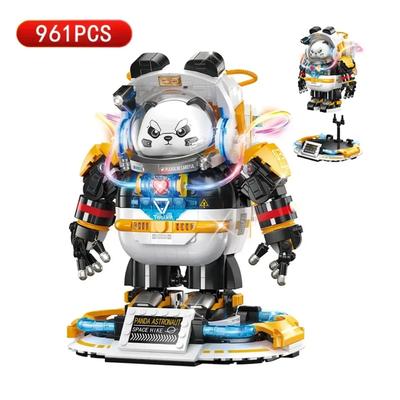 MOC Weltraum Panda Astronaut Figuren Bausteine Halber Mecha Astronaut Zusammenbaumodell Spielzeug Ornamente Geschenk für Jungen Keine Box