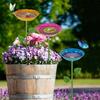 4Pcs Metal Flower Bird Baths, Garden Stake Bee Water Feeder, Outdoor Pollinators Cup, Bee Drinking Station Feeder Tray for Hummingbirds Butterflies