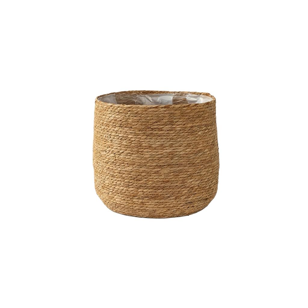 Handwoven Seagrass Plant Basket with Plastic Liner Natural Material Storage Container for Indoor Use Floor Decorative Pot Cover