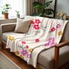 Mixed Floral Cartoon Anime Print Flannel Blanket Soft Warm Throw for Kids Bedroom Sofa Christmas Office Car