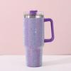 Rhinestone 40oz Stainless Steel Car Thermos with Straw and Handle