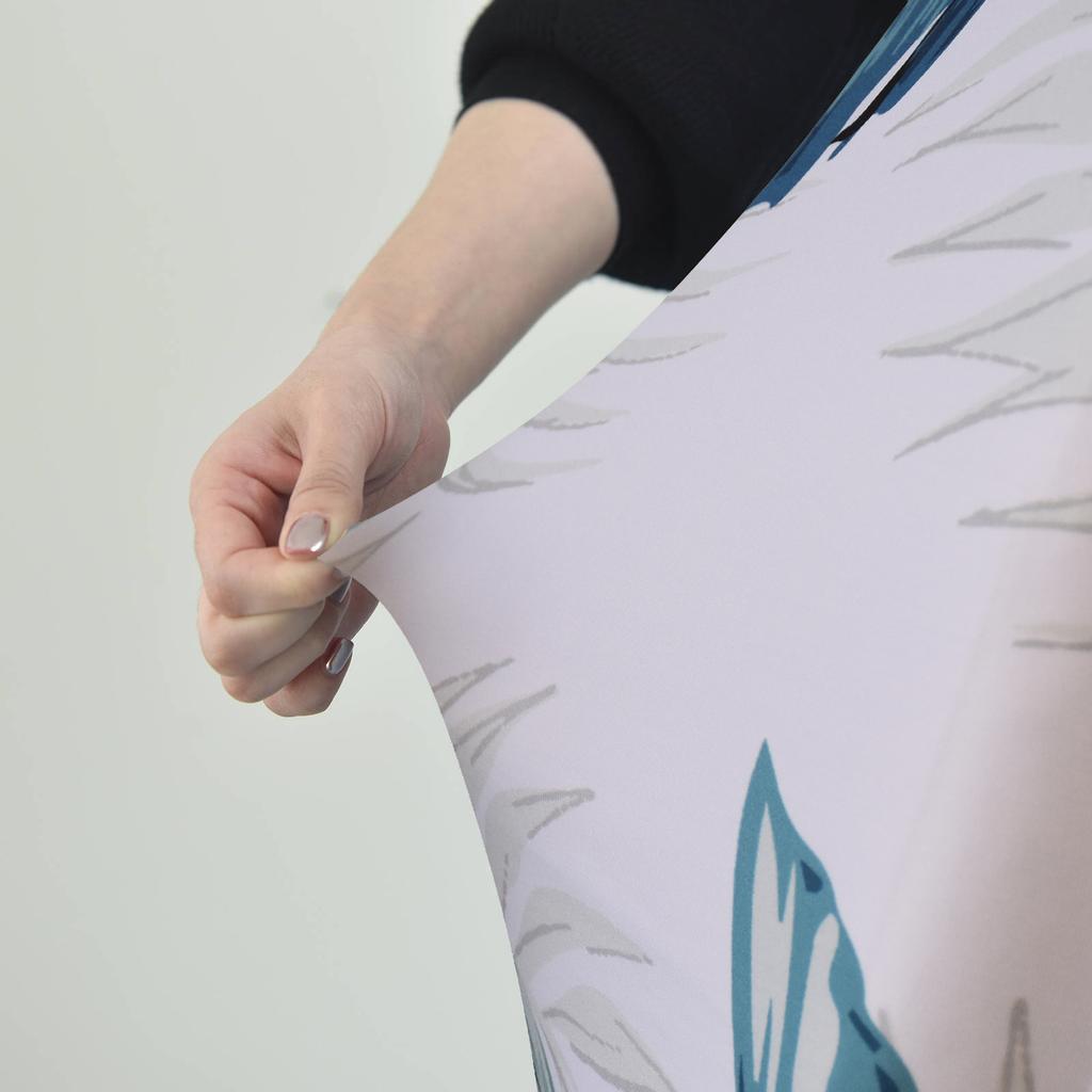 Chair Cover With A Light Blue Leaf Pattern