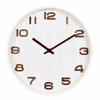 Round Wall Clock with Wood Frame Long-Lasting Quartz Glass Front