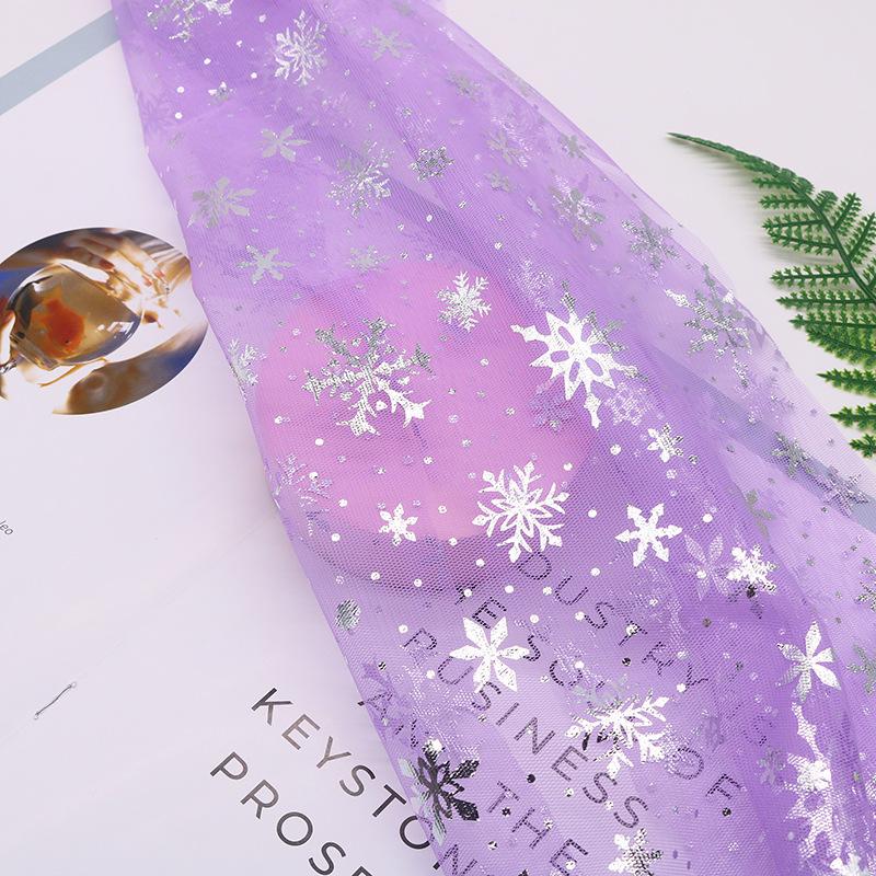 Polyester Fabric Snowflake Pattern Printed Fabric Tulle Fabric 1meter/Lot For Birthday Party Wedding Decor Craft Projects