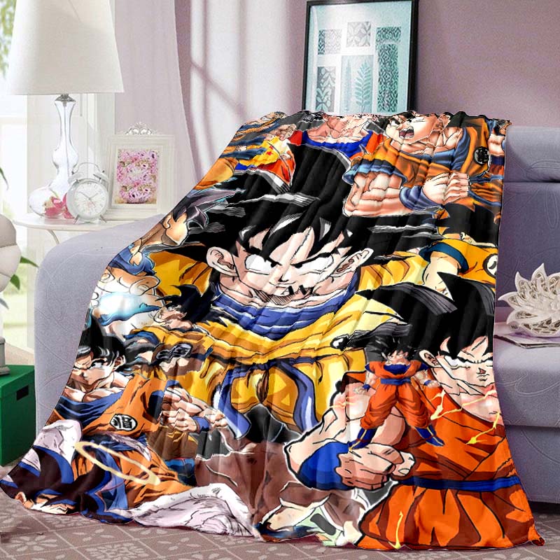 Dragon Ball Print Blanket Warm Comfortable Flannel Blanket for Bedrooms, Sofas, Beds, Chairs, Picnics, Travel -LXR21