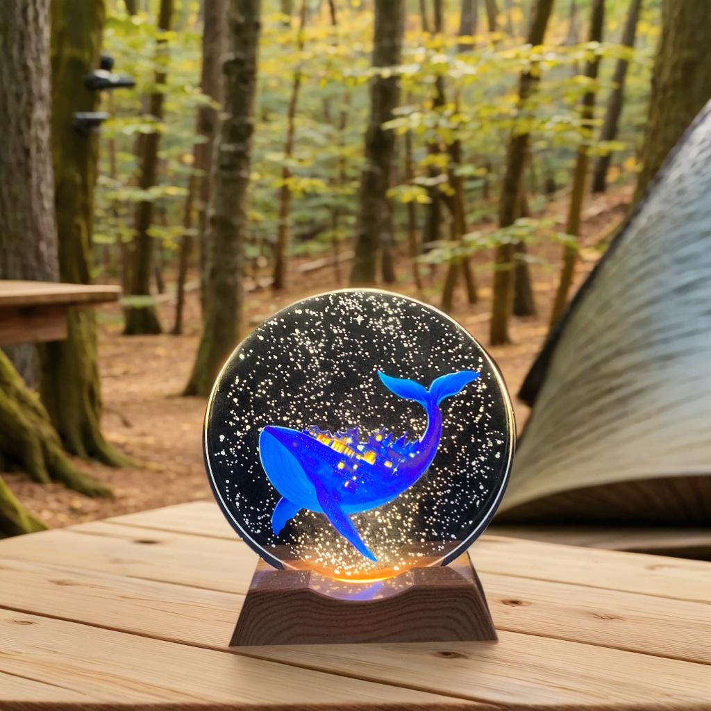The base of the world crystal LED night light strip for whales, a glass decorative lamp, suitable for bedrooms, living rooms, bi