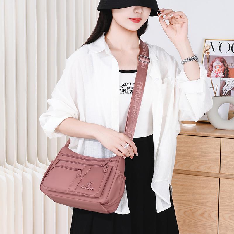 Borsa a tracolla in nylon multi-tasche con tracolla larga regolabile Borsa a spalla casual per donna Viaggi quotidiani