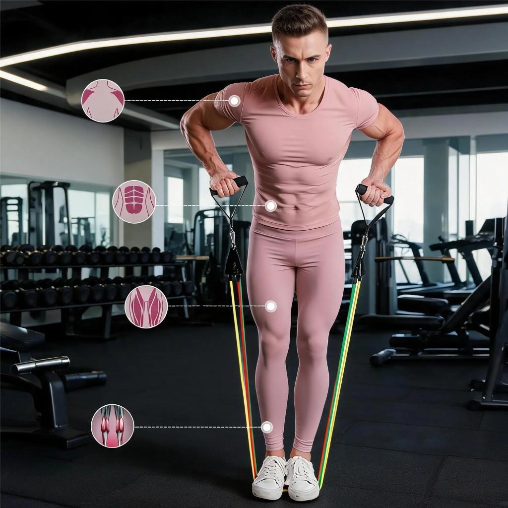 11-Piece Strength Training Set: Resistance Bands Multi-Functional Resistance Trainer Fitness Equipment—Sculpt Your Ideal Body Anytime Anywhere