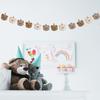 Happy Birthday Banner Retro Brown Bear Background Wall Layout Paper String Hanging Decorations Kids Birthday Party Supplies