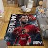 Bruno Fernandes Flannel Printed Carpet, Home Sofa Decoration for Living Room & Bedroom, Non‑Slip Play Flannel Floor Mat for Game Room
