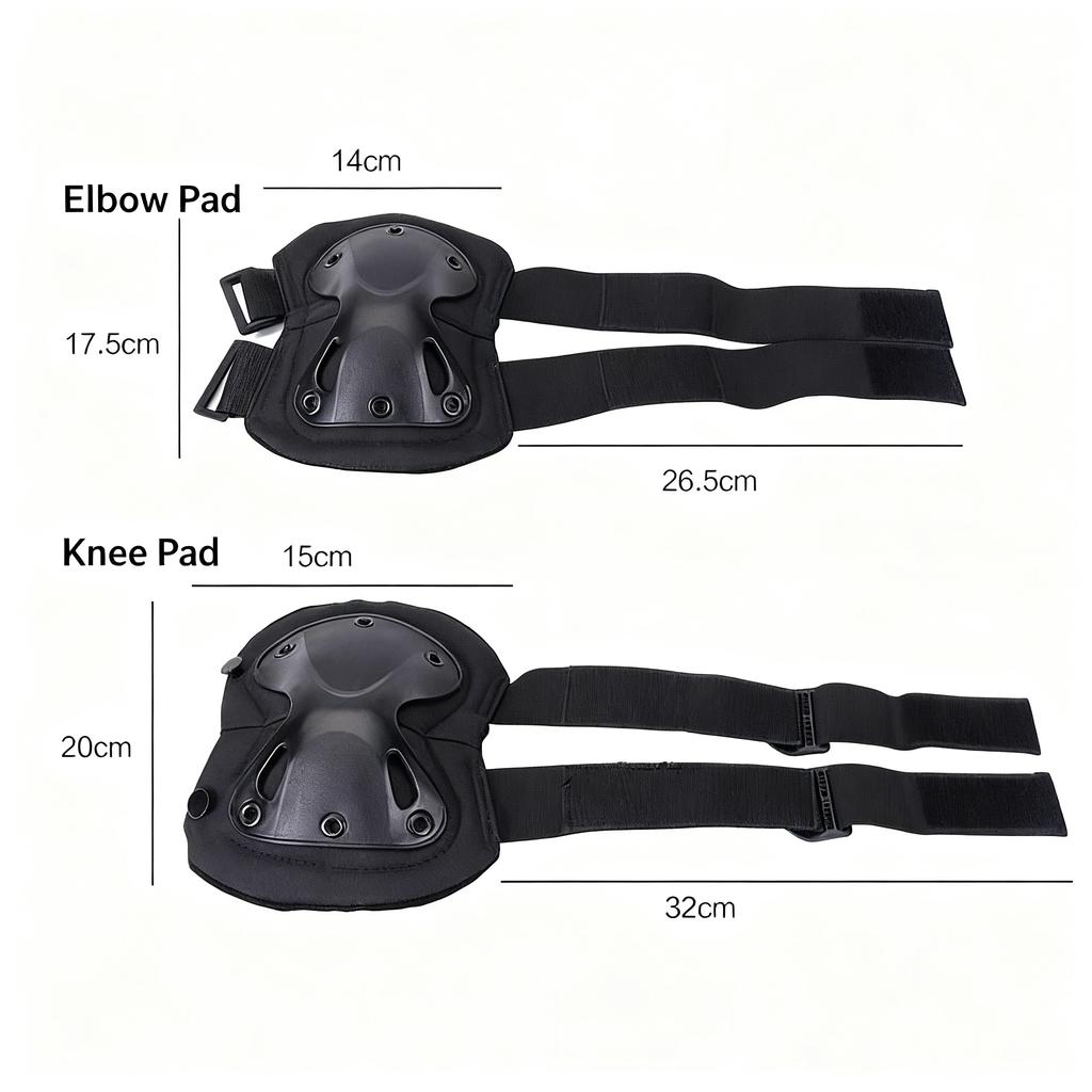 Tactical CS Paintball Game Gear Hard Shell Knee and Elbow Protective Pads One Size Guard for Skateboarding Cycling Safety