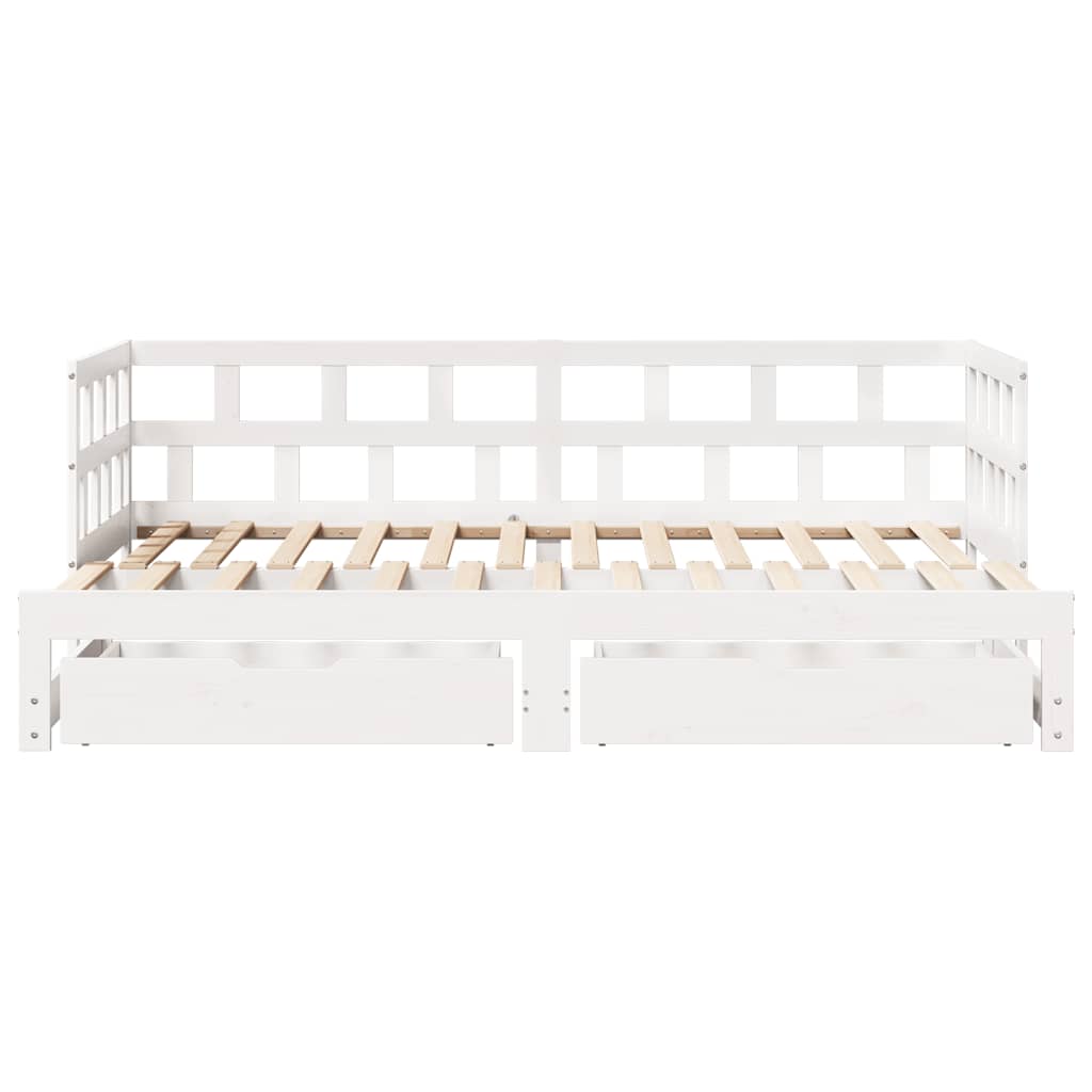 2 In 1 Pull Out Daybed with Drawers Without Mattress White 90x190 Cm