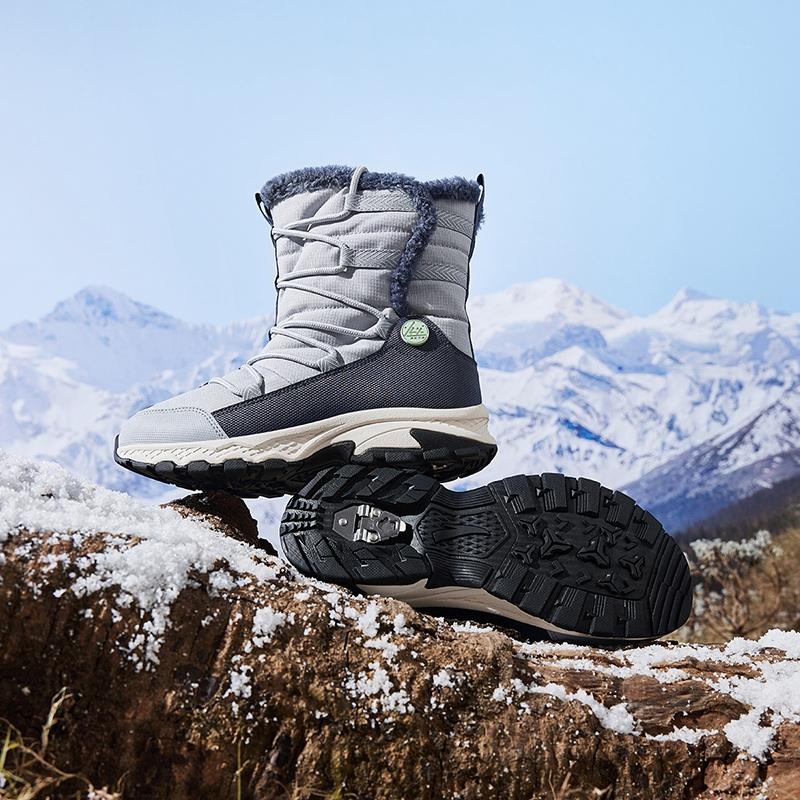 Anta Kids Trendy Fashion Thickened Warm High-Top Boots Kids boots Fog-Gray New-Ink-Blue A12446923-3